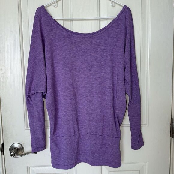 Lucy Tops - Lucy Activewear Purple Off the Shoulder Long Sleeve Athletic Top Size Small